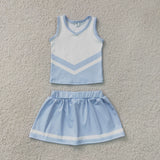 GSD4188 girls blue white sleeveless skirt outfits yoga