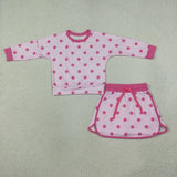 GLD1765 Dots hot pink Long Sleeves Girls Skirts outfits