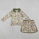 Matching Baby girls camo zipper long sleeve skirt outfits