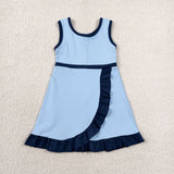 GSD4126 girls blue navy sleeveless dress yoga