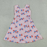 GSD3748 girls July Fourth bow sleeveless dress yoga