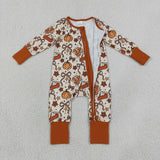 LR3119 baby boys Thanksgiving turkey long sleeve zipper romper