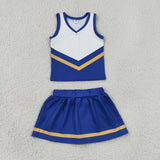 GSD4196 girls blue white golden sleeveless skirt outfits yoga