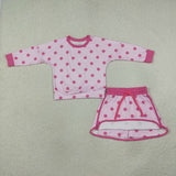 GLD1765 Dots hot pink Long Sleeves Girls Skirts outfits