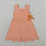 GSD3428 girls orange checkered sleeveless bow yoga