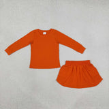 Matching  MOM AND ME solid orange long sleeve outfits cotton