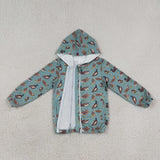 BT1818  baby boys duck green long sleeve zipper hooded coat