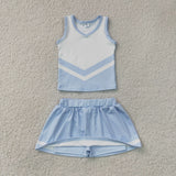 GSD4188 girls blue white sleeveless skirt outfits yoga
