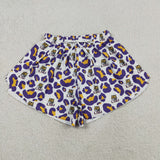 SS0811 Adult women LSU leopard purple Shorts yoga