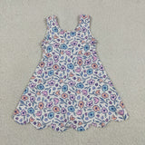 GSD3808 girls flower sleeveless scalloped dress yoga