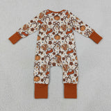 LR3119 baby boys Thanksgiving turkey long sleeve zipper romper