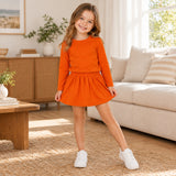Matching  MOM AND ME solid orange long sleeve outfits cotton