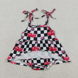 SR3854 baby girls cherry checkered slip romper