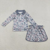 Matching Baby girls camo zipper long sleeve skirt outfits