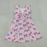 GSD3748 girls July Fourth bow sleeveless dress yoga