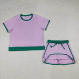GSD3675  Adult women pink green short sleeves Shorts