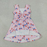 GSD3748 girls July Fourth bow sleeveless dress yoga