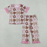 Matching Baby girls bow outfits dress romper short sleeves