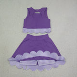 GSD4225 girls purple bow sleeveless skirt outfits yoga