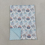 BL0253 Baby pumpink bow blue Blankets