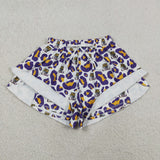SS0811 Adult women LSU leopard purple Shorts yoga