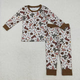 Matching Baby boys girls howdy long sleeve pajamas