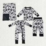 Matching Baby girls black bow blanket clothing