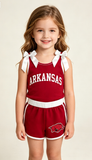 Matching Baby girls team sleeveless cotton bow shorts outfits vinyl