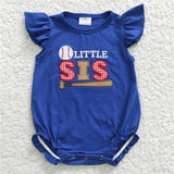 Matching  Baby boys girls baseball red blue checkered romper outfits embroidery