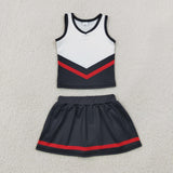 GSD4200 girls black white red sleeveless skirt outfits yoga