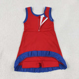GSD4132 girls red navy sleeveless floral dress yoga