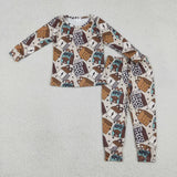 Matching Baby boys girls howdy long sleeve pajamas