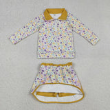 Matching Girls Mardi Gras long-sleeved  long sleeve zipper outfits yoga