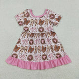 Matching Baby girls bow outfits dress romper short sleeves