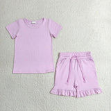 Matching Baby girls solid floral short sleeve summer outfits