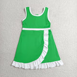 GSD4143 girls white green sleeveless floral dress yoga
