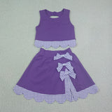 GSD4225 girls purple bow sleeveless skirt outfits yoga