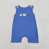 Matching  Baby boys girls Snail pink blue summer romper outfits embroidery