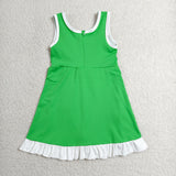 GSD4143 girls white green sleeveless floral dress yoga