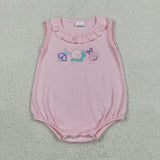 Matching  Baby boys girls Snail pink blue summer romper outfits embroidery