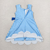 Matching Baby girls checkered bow sleeveless scalloped dress yoga