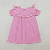 Matching Baby girls Easter crossing pink romper dress  smocked