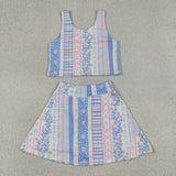 GSD1995 girls flower sleeveless skirt outfits yoga