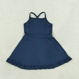 S0779 baby girls navy sleeveless summer swimsuit