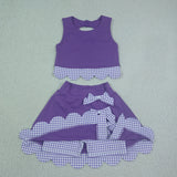 GSD4225 girls purple bow sleeveless skirt outfits yoga