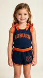 Matching Baby girls team sleeveless cotton bow shorts outfits vinyl