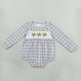 Matching Baby girls Thanksgiving turkey plaid long sleeve clothing embroidery