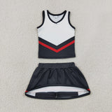 GSD4200 girls black white red sleeveless skirt outfits yoga
