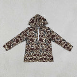 Family Matching Adult  Baby kids camo zipper hooded top