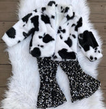 Sherpa +Black sequined bell bottoms outfits